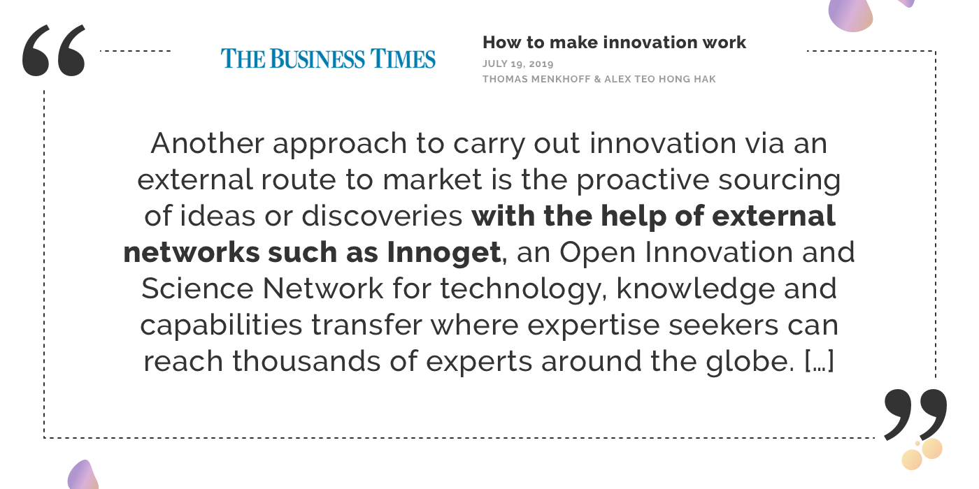 Innovation Insider: Prof. Thomas Menkhoff and Alex Teo Hong Hak on "How to make innovation work" using Innoget as an external network for technology scouting